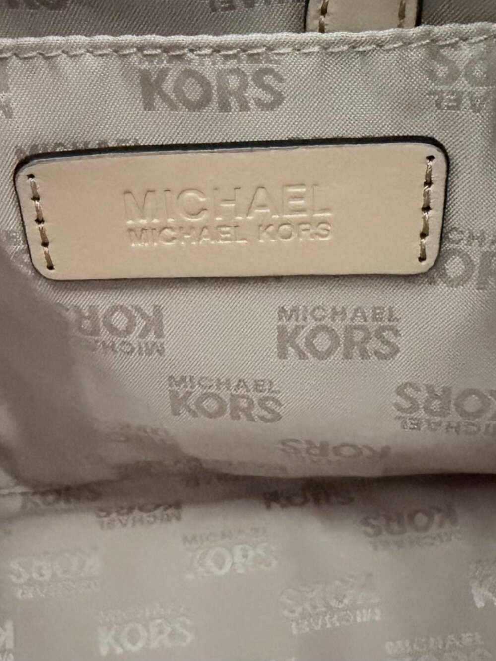 Michael Kors Grayson White & Gold Satchel - Picture 10 of 16